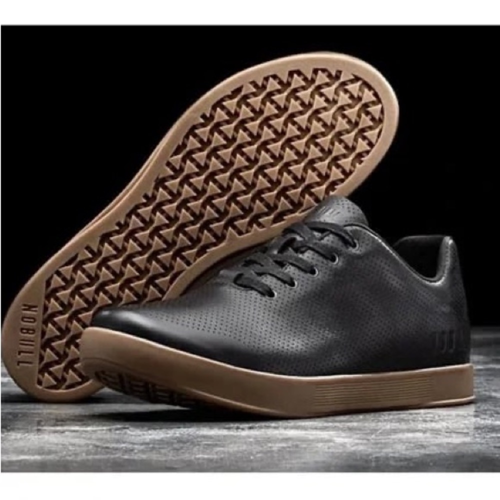 NOBULL Black Leather Gum Recs Trainers Size 6.5